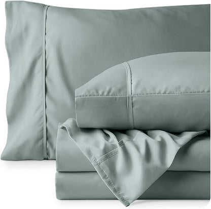 Bare Home Twin XL Sheet Set - 1800 Ultra-Soft Microfiber Twin Extra Long Sheets - Double Brushed - Deep Pockets - Easy Fit - Extra Soft - 3 Piece Set - Bed Sheets & Pillowcases (Twin XL, Sea Spray)