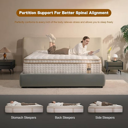 Queen Mattress,14 Inch Queen Size Mattresses in a Box,Medium Firm Queen Hybrid Mattress,with Memory Foam and Individual Pocket Spring for Motion Isolation & Silent Sleep&& Pressure Relief，80" x 60"