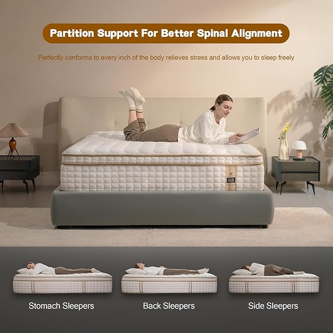 King Mattress,14 Inch King Size Hybrid Mattress in a Box,Medium Firm King Size Mattress Memory Foam,with Individual Pocket Spring for Motion Isolation & Silent Sleep & Pressure Relief, CertiPUR-US