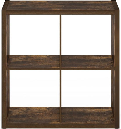 Furinno Cubicle Open Back Decorative Cube Storage Organizer, 4-Cube, Amber Pine