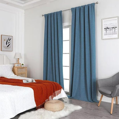 Joydeco Custom 100% Blackout Long Drapes for Bedroom Living Room Blackout Darkening Curtain Thermal Insulated Back tab Rod Pocket 1 Panel(Sky Blue,Custom Size)
