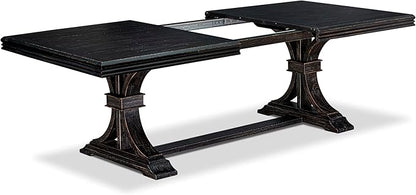 NEMA9-SBB-34 9-pc Modern Dining Set Consists of a Mid Century Dining Table and 8 Dark Grey Polyester Chairs with Button Tufted Back, 44x100 Inch, Sand Blasting Black