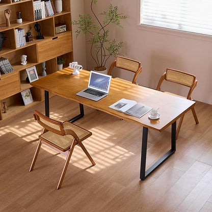 Modern Solid Wood Executive Desk – Spacious and Minimalist Home Office Workstation Perfect for Writing and Professional Use (Light Brown, 70.87in)