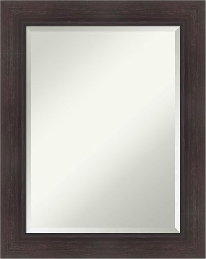 Amanti Art Brown Wall Mirror 30x24 Sloped Espresso Rectangle Bathroom Mirror for Wall Decor Living Room, Medium Modern Frame, Hangs Horizonally and Vertically, Bathroom Decor, Beveled Edge