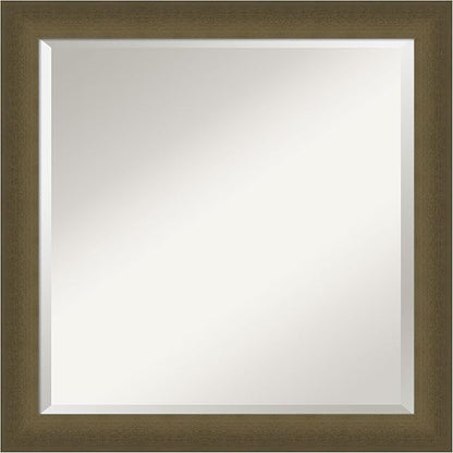 Amanti Art Bronze Bathroom Mirror for Over Sink, 24x24 Blaine Light Bronze Narrow Square Vanity Mirror, Medium Modern Contemporary Frame, Hangs Horizonally and Vertically, Bathroom Wall Decor, Beveled