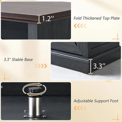 66" Farmhouse TV Stand with Sliding Barn Doors, 40" Tall Entertainment Center for 75 Inch TVs, Rustic Media Console Table Storage Cabinet w/Soundbar & Adjustable Shelves, Living Room, Dark Gray