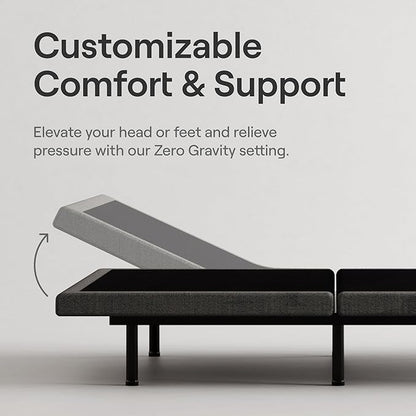 Nectar Luxe Full Adjustable Base & 14” Mattress (New Version) - Head & Foot Incline - Medium Firm Memory Foam - Cooling Upgrade - 3 Massage Settings - 365-Night Mattress Trial & Forever Warranty
