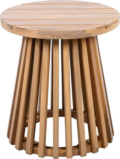 Christopher Knight Home Taki Acacia Wood Patio Coffee Table, Round Table with Unique Wooden Base for Backyard, Stylish Indoor/Outdoor Table, Easy Assembly, Space Saving Outdoor Furniture, Light Teak