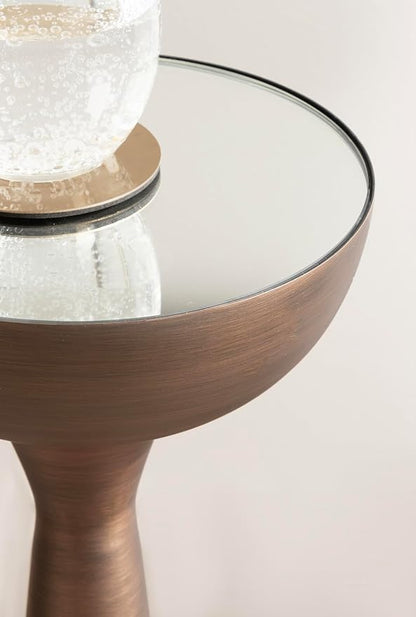 Kate and Laurel Chandon Mid-Century Sophisticated Drink Table; 8 x 8 x 23; Bronze; Glam Sculptural Plant Pedestal Table for Use as Antique Mini Table or Bathtub Accent Table