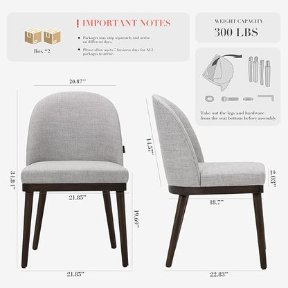 COLAMY Upholstered Dining Chairs Set of 4, Large Dining Room Kitchen Chairs with High Back and Deep Seat, Modern Fabric Dinner Chairs with Wood Legs, Light Grey