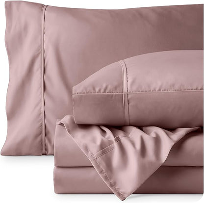 Bare Home Full Sheet Set - Luxury 1800 Ultra-Soft Microfiber Full Bed Sheets - Double Brushed - Deep Pockets - Easy Fit - 4 Piece Set - Bedding Sheets & Pillowcases (Full, Mauve)