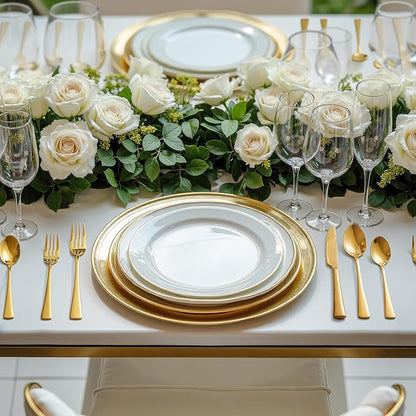 KINGSTONE 18/10 Stainless Steel Flatware, 20-Piece Forged Silverware Set for 4, Mirror Polished Cutlery Set Dishwaher Safe for Home, Restaurant, Wedding, Party, Gold