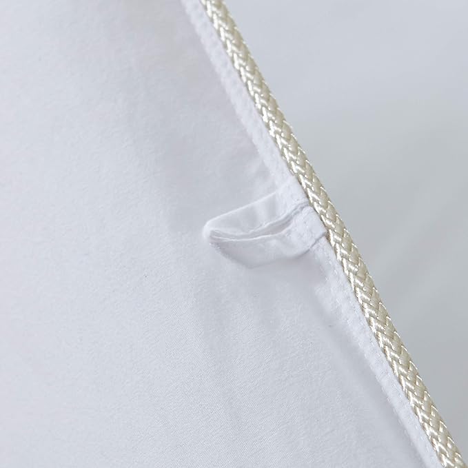 Luxurious All-Season Goose Down Feather Fiber Comforter Twin Size Duvet Insert, Premium White Solid Plain Design, Premium Baffle Box, 100% Egyptian Cotton, 60 oz Fill Weight