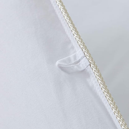 Luxurious All-Season Goose Down Feather Fiber Comforter Twin Size Duvet Insert, Premium White Solid Plain Design, Premium Baffle Box, 100% Egyptian Cotton, 60 oz Fill Weight
