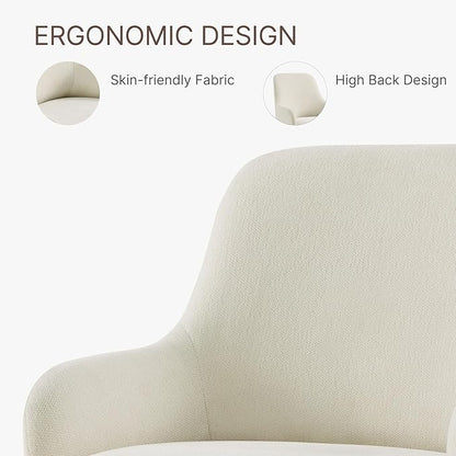 Swivel Dining Chairs Set of 4, Mid Century Modern Chairs Fabric Upholstered Armchair with Armrest & Ergonomic Backrest for Dining Room, Kitchen, Bedroom, Living Room, Beige, 4 Boxs