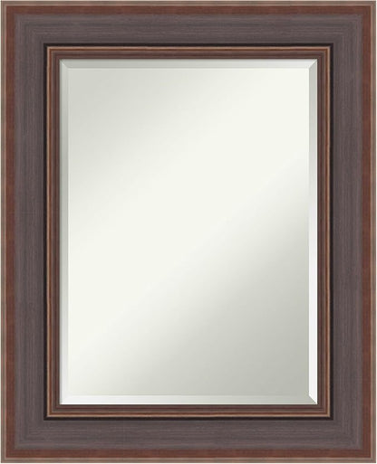 Amanti Art Brown Wall Mirror 32x26 Moab Brown Bronze Rectangle Bathroom Mirror for Wall Decor Living Room, Medium Modern Frame, Hangs Horizonally and Vertically, Bathroom Decor, Beveled Edge