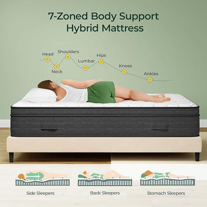12 Inch Twin Size Mattress in a Box - Memory Foam & Pocket Spring Bed Mattress for Back Pain Relief, Cool Breathable Fiberglass-Free Cover, Medium Firm, CertiPUR-US Certified