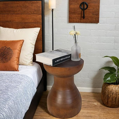 TORMAYS HOME Wooden Side Table Tree Stump End Table Solid Wood Stool Natural Plant Stand Small Rustic Nightstand Handmade Accent Table for Indoor Outdoor Spaces (Brown)