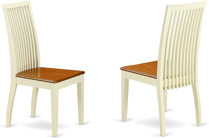 East West Furniture WEIP5-BMK-W 5 Piece Dining Set Includes a Rectangle Dining Table with Butterfly Leaf and 4 Kitchen Chairs, 42x60 Inch, Buttermilk & Cherry