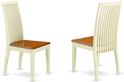 East West Furniture WEIP5-BMK-W 5 Piece Dining Set Includes a Rectangle Dining Table with Butterfly Leaf and 4 Kitchen Chairs, 42x60 Inch, Buttermilk & Cherry