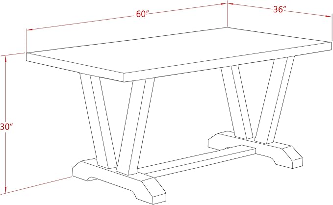 East West Furniture V696FR102-7 7 Piece Dinette Set Consist of a Rectangle Dining Room Table with V-Legs and 6 Light Beige Linen Fabric Upholstered Parson Chairs, 36x60 Inch, Multi-Color