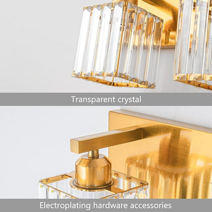 Modern 5-Light Gold Brushed Brass Finish Crystal Wall Light for Bathroom Vanity