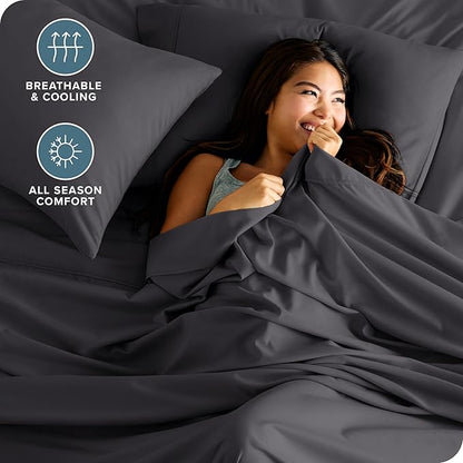 Bare Home California King Sheet Set - 1800 Ultra-Soft Microfiber Cal King Bed Sheets - Double Brushed - Deep Pockets - Easy Fit - 4 Piece Set - Bed Sheets (California King, Forged Iron Grey)