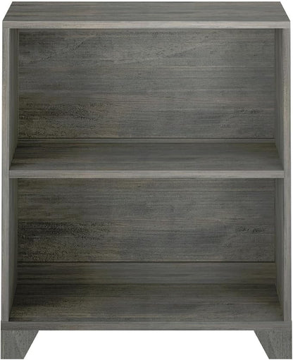 Max & Lily Modern Farmhouse 2-Shelf Bookcase, Solid Wood Bookshelves for Kids Bedroom, Driftwood
