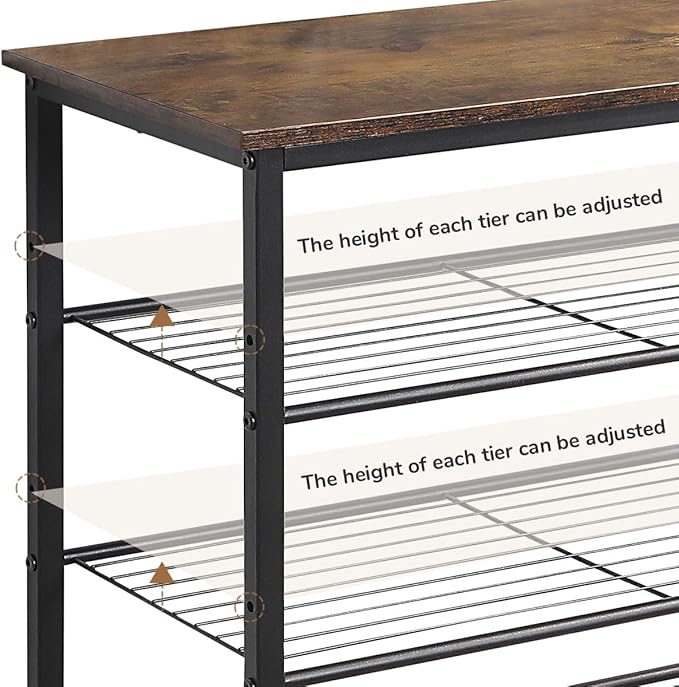 8-Tier Shoe Rack Organizer, Metal Mesh Shoe Storage Shelf, for Entryway, Hallway, Closet, Dorm Room, Industrial, Rustic Brown