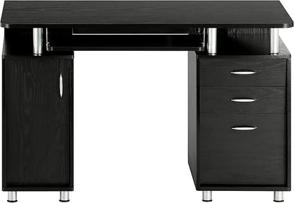 Techni Mobili 47.25" Ergonomic Computer Drawers & File Cabinet for Home Office Storage, Espresso Writing Desk