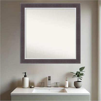 Amanti Art Brown Bathroom Mirror for Over Sink, 32x32 Ellie Brown Silver Square Vanity Mirror, Large Modern Contemporary Frame, Hangs Horizonally and Vertically, Bathroom Wall Decor, Non-Beveled Edge
