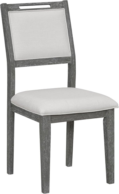 Ball & Cast 6-Piece Dining Table Set for 6 People, 60" Wood Dining Kitchen Table & Chairs Set, Rectangular Dining Room Table with Trapezoidal Base,4 Upholstered Chairs & 1 Bench, Kitchen, Gray