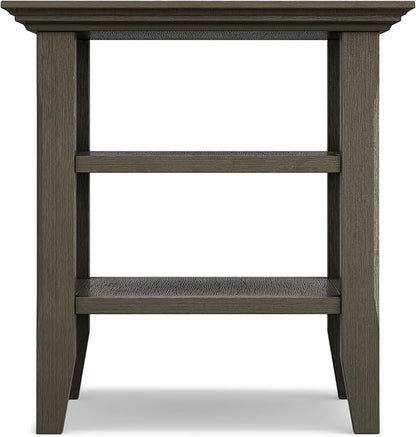 SIMPLIHOME Acadian SOLID WOOD 19 inch Wide Square Transitional End Table in Farmhouse Grey for the Living Room and Bedroom