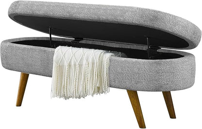 NicBex Ottoman Bench with Storage for Bedroom, 43.5" Upholstered End of Bed Bench with Rubber Wood Legs, Linen Storage Bench for Living Room or Entryway,