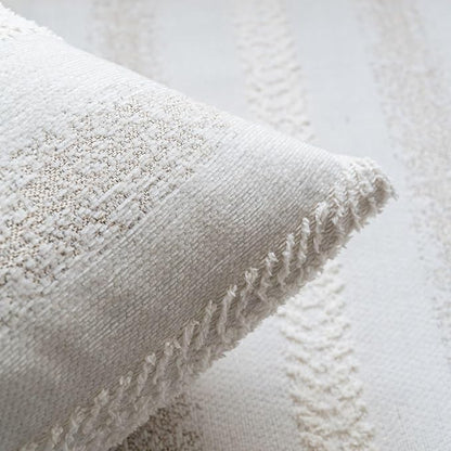 Pack of 1 Decorative Throw Pillow Covers 12x20 Inch, Pillow Cases for Living Room Couch Bedroom Farmhouse Home Decor, Soft Stripe Chenille Cushion Covers for Sofa Beige,12''x20''