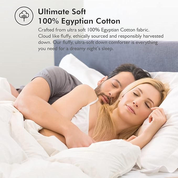 Luxurious All-Season Goose Down Feather Fiber Comforter Oversize Queen Duvet Insert (98x98), Exquisite Pinch Pleat Design- Gray, Premium Baffle Box, 100% Egyptian Cotton Cover, 70 oz. Fill Weight