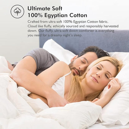 Luxurious All-Season Goose Down Feather Fiber Comforter Super King Size Duvet Insert (120x120), Exquisite Pinch Pleat Design- Gray, Premium Baffle Box, 100% Egyptian Cotton Cover, 85 oz. Fill Weight
