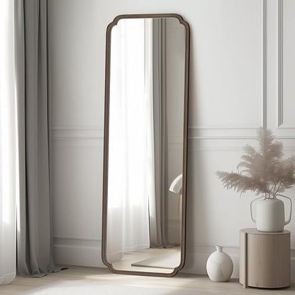 WallBeyond Full Length Mirror Wall Mounted 71"x24", Rustic Wooden Frame Floor Mirror, Large Full Body Mirror for Bedroom, Leaning or Hanging Against Wall (Walnut Solid Wood)