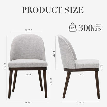 COLAMY Upholstered Dining Chairs Set of 2, Wooden Kitchen Chairs with Open Back, Modern Dining Room Chairs with Wood Frame, Dinner Side Chairs for Dining Room Kitchen Restaurant, Light Grey