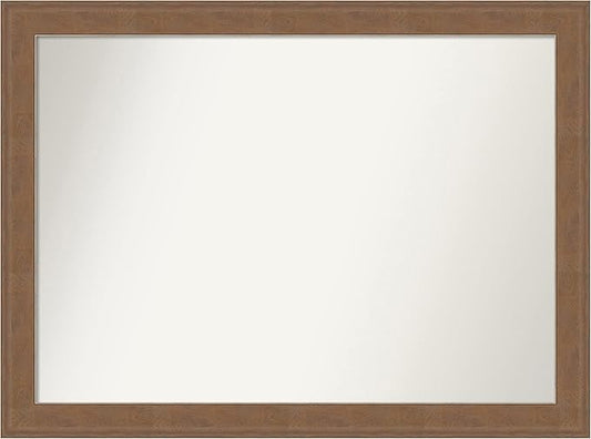 Amanti Art Brown Bathroom Mirror for Over Sink, 32x43 Alta Medium Brown Rectangle Vanity Mirror, X-Large Country Rustic Frame, Hangs Horizonally and Vertically, Bathroom Wall Decor, Non-Beveled Edge