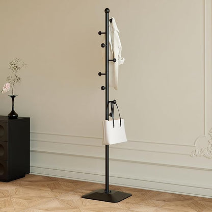 Coat rack,Metal coat hanger stand,Coat Tree freestanding Heavy duty with 8 Hooks and Cast iron base for coats,Hat,scarf,jacket,purse
