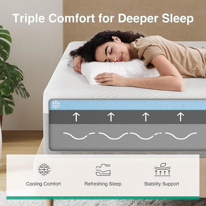 Novilla King Mattress, 10 Inch Gel Memory Foam King Size Mattress for Cool Night & Pressure Relief, Medium Plush Bed, Bliss