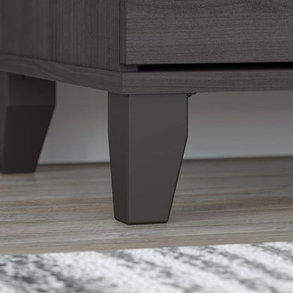 Bush Furniture Somerset 3 Position Sit to Stand L Shaped Desk with Hutch in Storm Gray | Ergonomic Height Adjustable Standing Computer/Laptop Table for Home Office