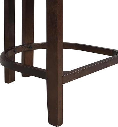 Christopher Knight Home Set of 2 Ryland Modern 26" Counter Height Bar Stools, Fabric Upholstered Counter Stools,Wooden Kitchen Island Armchair with Footrest, Round Backrest, Soft Seating, Espresso