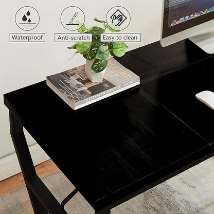 HOMISSUE 63-inch Executive Desk, Large Home Office Desk with Engineered Wood Tabletop and Metal Frame, Rustic Workstation Desks with Sturdy Structure, Long Computer Desks for Home Office, Writing