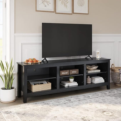 Panana TV Stand, Moden 6 Cubby TV Stand for 75 inch TV, Farmhouse Television Stands Entertainment Center Media Stand with Storage TV Table Stand for Living Room