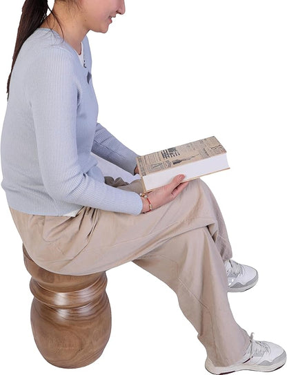 Handcrafted Tree Stump Accent Table 15.75" H Small Solid Paulownia Wood Stool/Side Table, Unique Rustic Farmhouse Decor, Ideal for Patio, Balcony, Bedroom