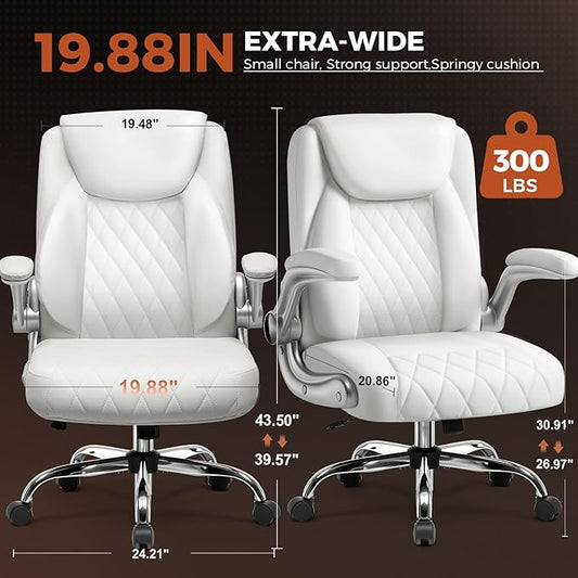 COMHOMA Leather Office Chair Ergonomic Computer Gaming Chair with Comfy Back Support, Executive Mid-Back,Small Gmaing Chair with Adjustable Armrests, for Short People Use, Rolling Swivel for Adults