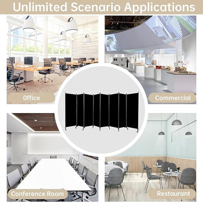 Room Divider 8 Panel Room Dividers/Wheels, Room Divider Panel for Office Room Partitions and Dividers, Portable Partition Wall Divider for Room Separation, Fabric Folding Room Dividers and Screens