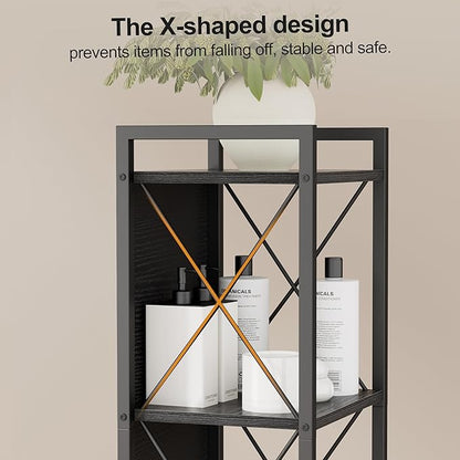 Homhedy 6 Tier Bookshelf Bookcase, Tall Narrow Bookshelf for Small Space, Metal Storage Shelves with Back Panel, for Home Office, Living Room, Kitchen, Bedroom, Industrial Style, Black